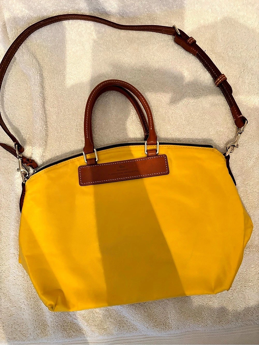 Dooney & Bourke Nylon Front Zip Tote Yellow & Brown